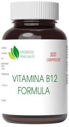 Cianocobalamina e Metilcobalamina - Vitamina B12 Formula - 500 Mini Compresse - Contro la Stanchezza e l' Affaticamento, per le Difese Immunitarie