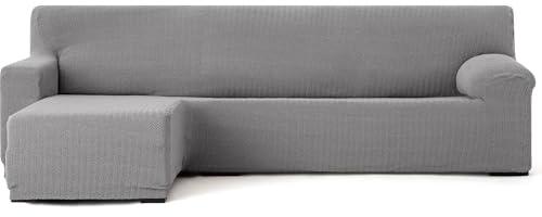 ECOMMERC3 | Copridivano Chaiselongue Braccio corto sinistro super elastico bielastico - Copridivano Chaiselong colore grigio con schiume di fissaggio e gomme di regolazione valida destra o sinistra