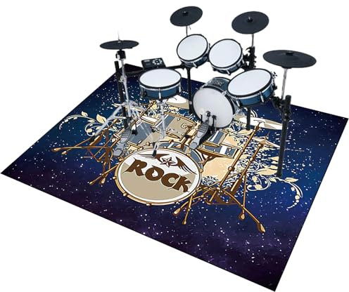 EYKWKB Tapis de Protection pour Batterie électronique, Tapis de Tambour, Antidérapant Tapis Insonorisé, Tapis Batterie, Tapis Professionnel de Jazz Grosse Caisse Claire Anti Vibration 140 x 120 cm