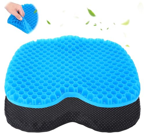 ROOMHUAWAY Gelkissen Sitzkissen – Weich & Atmungsaktiv, Ideal für Büro, Auto & Rollstuhl, Komfortables Sitzkissen für langes Sitzen (Blau)