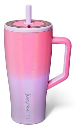 BrüMate Era 30 oz Tumbler with Handle & Straw | 100% Leakproof Insulated Water Bottle Tumbler with Lid & Flexible SoftSip Straw | Made of Stainless Steel | Cup Holder Friendly | 30oz (Cotton Candy)