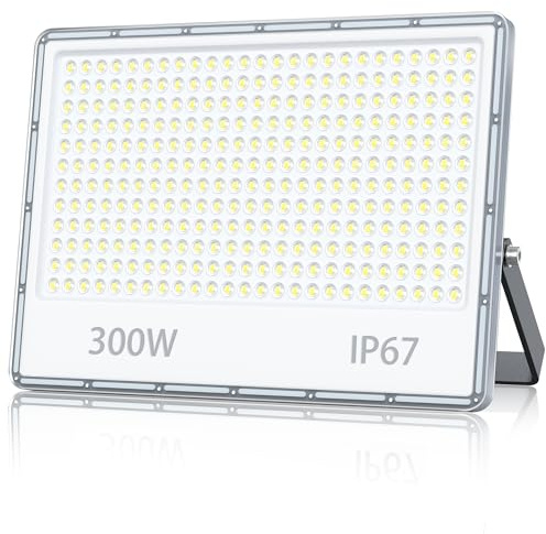 TOPAUBUB Focos LED Exterior 300W, Proyector LED Exterior 30000LM 6500K Blanco Frío Impermeable IP67 para Jardin(1 Piezas)
