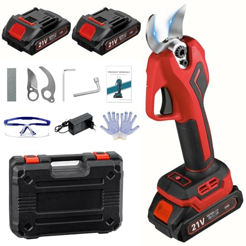 Tijeras de jardín eléctricas para batería Makita de 18V, tijeras de poda de batería de 600W profesionales con 2 baterías de 2000mAh, tijeras de jardín sin escobillas manuales con diámetro de corte de