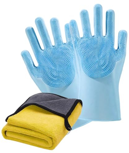 Gants De Toilettage Pour Chien, Brosse De Massage En Silicone, Anti-Morsure Limitant la Perte de Poils Chiot Maison Douche Quotidienne Salle de Bain Voiture Extérieur