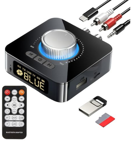 Bluetooth 5.4 Receiver for HiFi,Bluetooth TV Adapter with 3.5mm AUX RCA Audio Receiver with LED Display Volume Control Dual Connection for PC Mac Tablet Smartphone AV Receiver AptX HD Dual Pairing