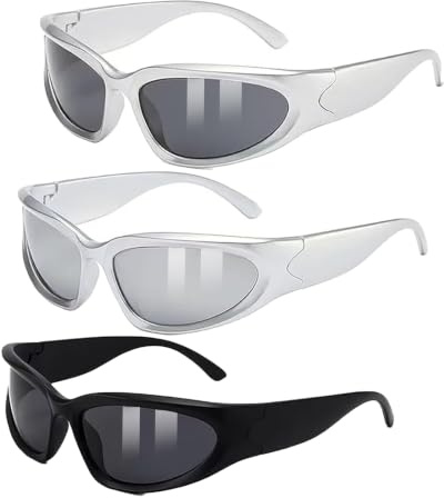 GZXGMY Y2K Lot de 3 Lunette Techno, Lunettes de Soleil Festival Rave UV400