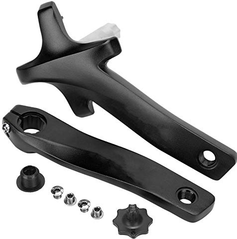 Biela de aleación de aluminio para bicicleta, juego de bielas de repuesto izquierda y derecha con BCD de 104 mm y diseño de 4 garras, adecuado para bicicletas de montaña, plegables (Negra)