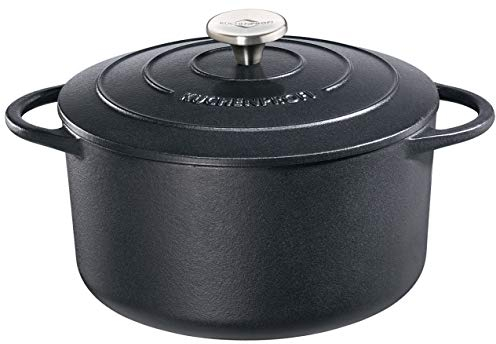Küchenprofi 0401001028 Bratentopf rund, Provence, Gusseisen, schwarz, 16,8 x 29,2 x 34,8 cm