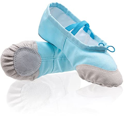 DoGeek Ballet Shoes Women Ballet Pumps Dance Shoe Gymnastics Split Soft Canvas Flat for Children,Ladies,Adults, Girls Sizes Blue