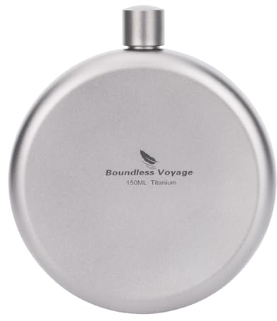 Boundless Voyage Reines Titan Ultralight Flachmann Tragbare Runde Weinflasche Mit Funne Whisky Alkohol Drinkware Zubehör Ti3065D