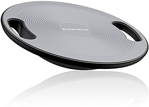 EVERYMILE Wobble Balance Board, Exercise Balance Stability Trainer Portable Balance Board with Handle for Workout Core Trainer Physical Therapy & Gym Diameter No-Skid Surface 15.7 Gray