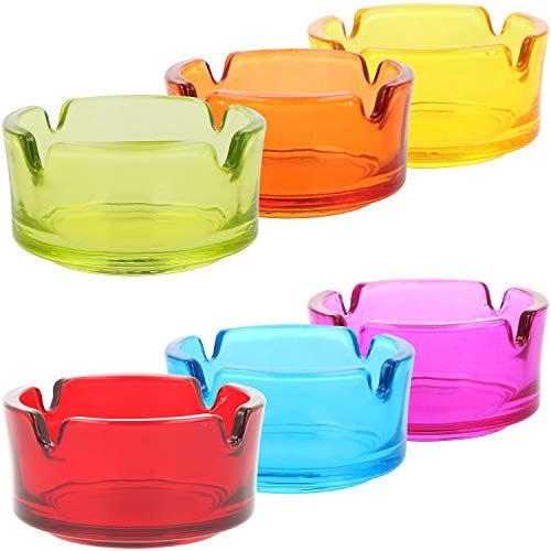 com-four® 6X kleine Aschenbecher aus Glas - klarer Glasaschenbecher für Zigaretten - Ascher für Privat und Gastronomie - aus 4 mm dickem Glas [Auswahl variiert] (06 Stück - Ø 7 cm bunt)