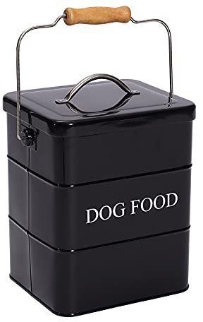 Geyecete Boîtes pour nourriture et friandises animaux -Conteneur Croquette Chiens -Couvercles en hermétiques -Acier carbone revêtu - 6Lnourriture Boîtes de rangement-Noir