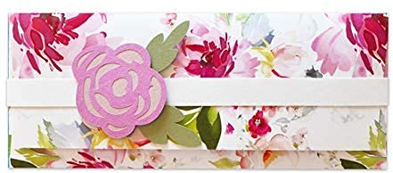 Porta soldi - peonia - cerimonie - matrimonio - busta portasoldi (formato 22 x 9,5 cm) + biglietto d'auguri vuoto all'interno - ideale per il tuo messaggio personale - realizzato interamente a mano.