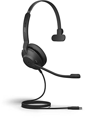 Jabra Evolve2 30 MS - Auriculares con Cable, USB-C, Mono, Color Negro, Ligeros, portátiles, con 2 micrófonos Integrados, Auriculares de Trabajo con Audio Superior y Comodidad fiable