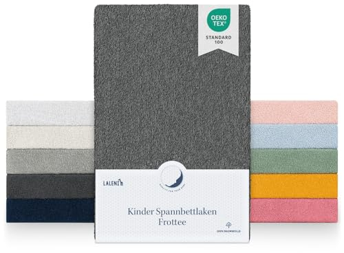 Laleni Frottee Spannbettlaken 38x77cm Oeko-TEX Zertifizierter Stubenwagen Bezug, Faltenfreie Spannbetttücher für Kinderbett, Babybett und Moses Körbchen, Anthrazit