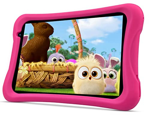 PRITOM Android 10, 8 Zoll Kinder-Tablet, Kindersicherung, Kinder-App, Quad-Core-Prozessor, 2 GB RAM, 32 GB ROM, HD-IPS-Bildschirm, Dual-Rückfahrkamera, mit Kinder-Tablet-Hülle (Rosa)…