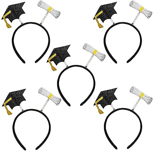 Fayemint 5 Pièces Bandeau de Chapeau de Graduation, Mini Doctoral Cap Bandeau de Cheveux, Décorations pour Remise des Diplômes, pour Soirées Costumées et autres Fêtes (Rouleaux de Test)
