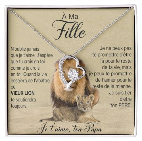 Bramart Collier pour femme À ma Fille Papa Argent Idées cadeaux pour elle, anniversaire ou Noël - Coffret cadeau avec dédicace comprise (À ma Fille 2)