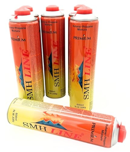 ELICO Lot de 4 cartouches de gaz universelles pour réchaud à gaz de camping, brûleur anti-mauvaises herbes, propane butane 7/16 Filetage européen 12 x 600 ml