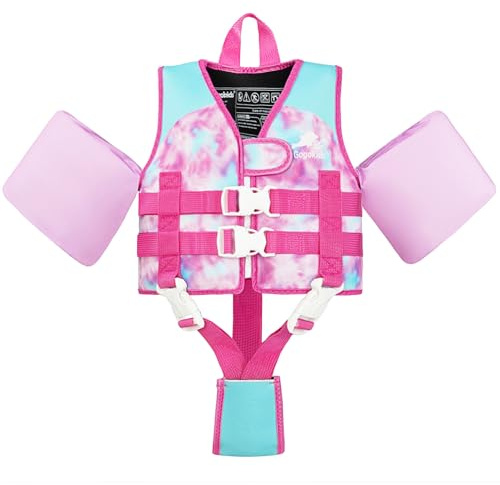 Gogokids Chaleco de natación para niños, brazaletes flotantes estilo chaqueta para niños pequeños, flotación con correas ajustables, chaqueta flotante para niños y niñas (3-6 años/19-30 kg)