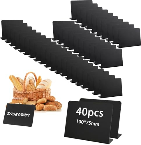 RUCUDIM Mini Lavagna Piccola, 40 Lavagnette Messaggi, Mini Cartelli Lavagna, Lavagnette Cancellabili Segnaposto per Buffet con, Lavagnette Piccole Cancellabile Scrivere per Matrimoni, Feste
