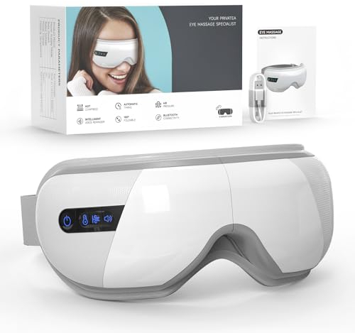 Augenmassagegerät mit Wärme, Wiederaufladbarer Augenmaske Vibration Kompression 4 Modi, Eye Massager mit Bluetooth-Musik für geschwollene Augen, überanstrengte Augen, Augenringe
