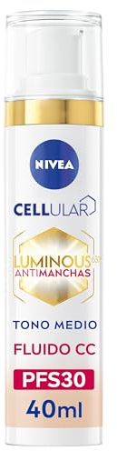 NIVEA Luminous 630 Antimacchia Fluido CC SPF30 3-EN-1 (1 x 40 ml), CC Cream con tripla azione, crema solare viso con colore, tono medio