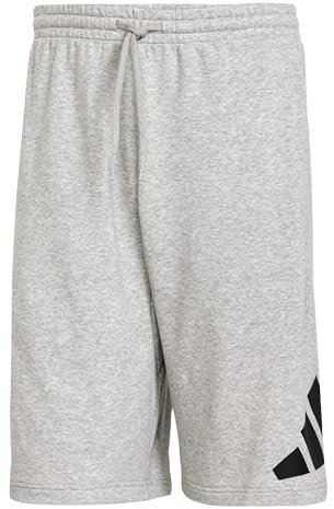 adidas Men's Essentials Big Logo French Terry Short Shorts, Medium Grey Heather/Black, XL