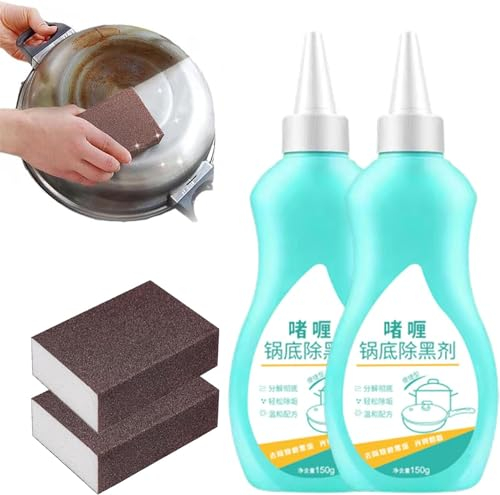 Magic Gel Cleaner per pentole e padelle, gel nero per la pulizia del fondo della pentola, detergente per fondo di pentole e padelle, detergente in gel per fondo pentole (2 pezzi)