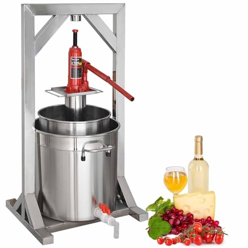 URJWAN Pressoir à Vin De Fruits, Presse à Broche en Acier Inoxydable avec VéRin Hydraulique, Fournitures Et éQuipements De Fabrication De Vin De Raisin, pour L'ExtéRieur, La Cuisine Et La Maison,12L