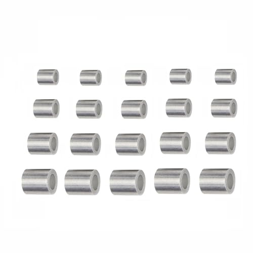 Generisch 20 Stück Aluminiumhülsen Alu Klemme, 4 Größen, 5mm, 6mm, 8mm, 10mm Aluminium Pressklemmen Alu Drahtseilklemme