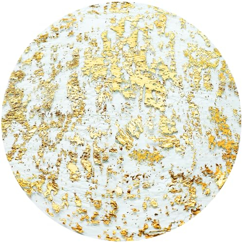 Manteles Individuales Redondos Dorados, 12 Piezas Salvamanteles Individuales de Malla de Lámina Dorada, Mantel Individual Redondo para Decoracion Mesa Comedor Cocina Boda Fiesta de Cumpleaños