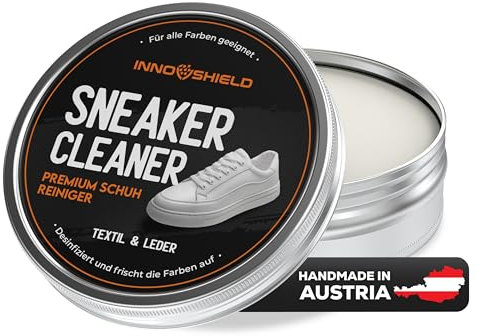 INNOSHIELD® Sneaker Reiniger - Schuhpflege, 100 ml - Sneaker Cleaner für Leder & Textil Schuhe - Schuh Reinigung schnell & nachhaltig. Hochwertige Rezeptur mit Gallseife - Handmade in Austria