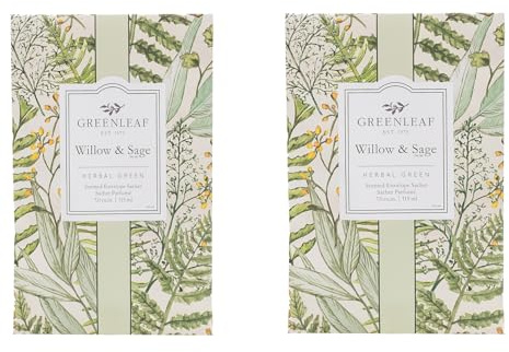 Greenleaf 2x WILLOW & SAGE Large Scented Sachet Bag - Drawer Fragrance Wardrobe Air Room Freshener for Living Room, Bedroom, Bathroom or Car