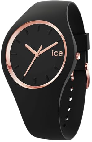ICE-WATCH - Ice Glam Black Rose-Gold - Montre Noire pour Femme avec Bracelet en Silicone - 024521 (Small 37)