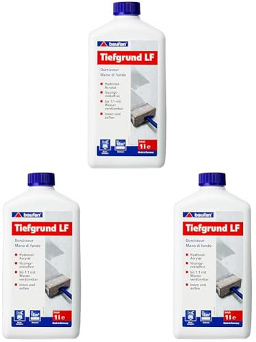 Baufan Tiefengrund LF, für innen und außen, 1 l, transparent (Packung mit 3)