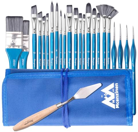 Mcenzinen 6 Pcs Micro Detail Paint Brushes Set, Miniature Painting Brushes for Fine Detailing Small Artist Acrlics,Oils, Watercolors,by Birch Wood Circular Grip, Nylon Bristles Copper Ferrule