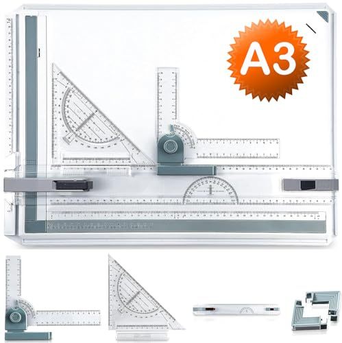 Tablero de Dibujo Mesa de Dibujo A3 Kit Set Tablero Geológico, Alta Calidad, Regla de Dibujo Paralela LKO278