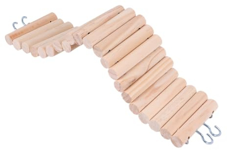 BESTonZON Pont en Bois pour Hamster Et Oiseaux, Échelle à Mâcher Pliable avec Crochet, Dimensions 7.5 x 30 Cm, Jouet d'escalade pour Petits Animaux, Accès Et Exercice pour Rongeurs