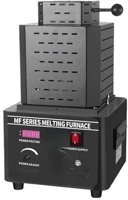 1600ºC Guldsmältugn Med Mellanfrekvens, Snabbsmältande Guld, Silver, Koppar, Järn, Aluminium SäKer Och Effektiv MetalluppväRmning(3KG/Black)