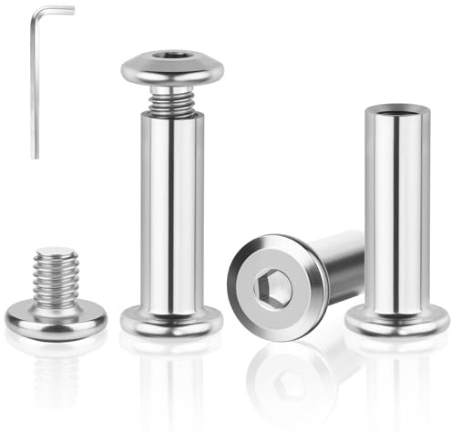 jwtyu 30 stycken anslutningsskruvar M6 x 18 mm hylsmutter 304 rostfritt stål A2 V2A möbelförbindelseskruvar hylsskruvar för möbler träbräda skåp