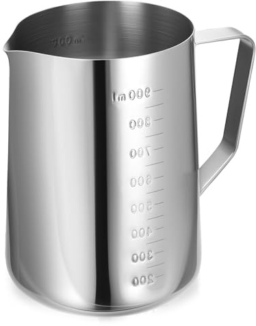 Messbecher Edelstahl 1L mit Feinskala, 1000ml Messbecher Küche, Eührbecher Edelstahl Meßbecher, Metall Mixbecher für Bar Café Zuhause Küche Restauran Measuring Cups