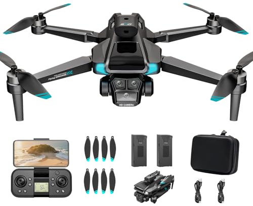 LYHFPV Dron con 4K HD Cámara para Adultos y Principiantes, 40+ min de Vuelo (2 Baterías),Mini Quadcopter RC Plegable WIFI con Motor Sin Escobillas, Doble Cámara, Selfies con Gestos