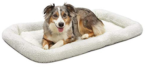 MidWest Homes for Pets QuietTime Dog Bed - White Fleece Bolster, Ultra-Soft and Machine Washable, Fits 42-Inch Crates and Carriers, for Large Breed Dogs