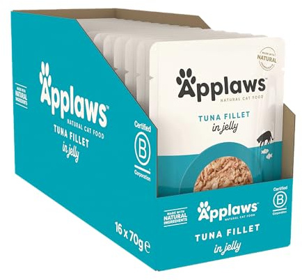 Applaws - Naturel - Nourriture humide pour chats adultes - Bouillon de thon - 16 sachets de 70 g