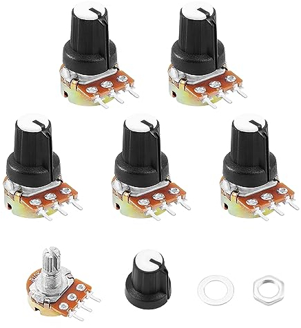 HSEAMALL Linear Taper Rotary Volume B Typ Potentiometer Pot 5Pack 10K OHM 3 Terminal