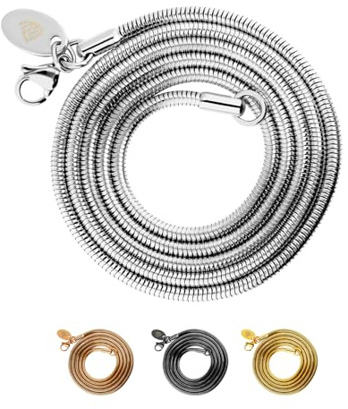 Max Palmer Schlangenkette Edelstahl Silber - [21.] Dicke: 3,2mm - Länge: 80cm