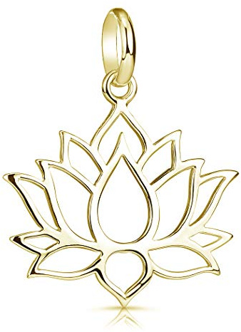 MATERIA by Matthias Wagner Pendentif fleur de lotus en argent sterling 925 plaqué or, sans chaîne #KA-69-Gold