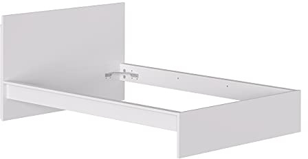 Iconico Home MIK Struttura Letto Matrimoniale con testiera portaoggetti, Legno Composito, Bianco Opaco, 160x200 cm